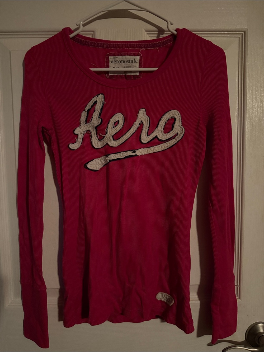 Vintage Y2K Aeropostale Hot Pink "Aero" Long Sleeve Thermal Top - Picture 3 of 5